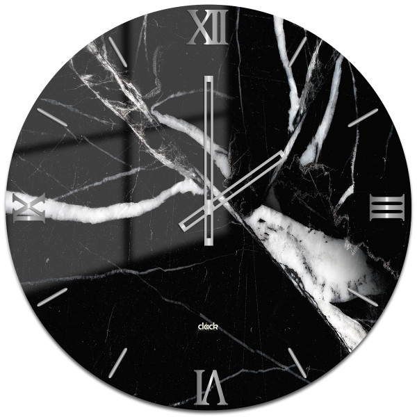 Orologio Orion: Eleganza Cosmica in Marmo Nero e Venature Grigie