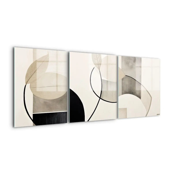 "Trittico Sinuoso" - Eleganza Geometrica in Bianco e Nero