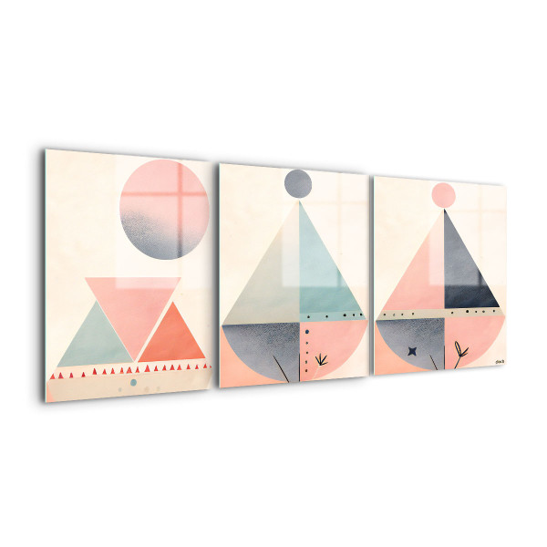 Trittico "Circo": Geometria Vivace e Colorata su Vetro