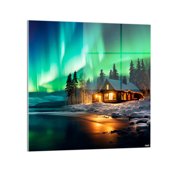 Quadro "Aurora Boreale": Magia Luminosa nel Vetro