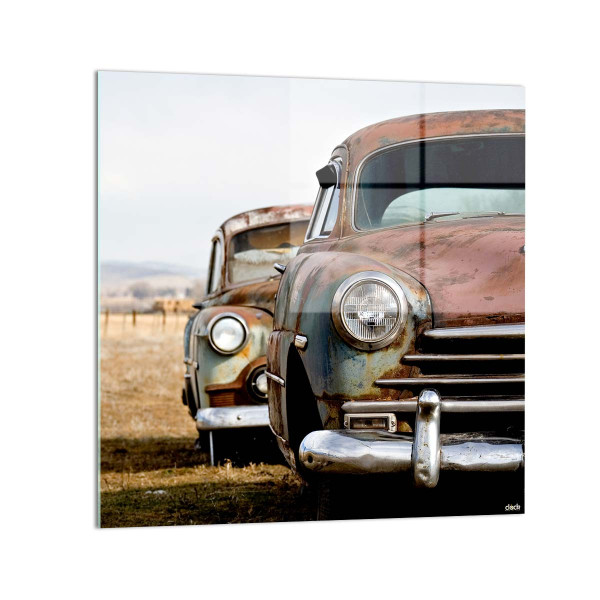 Quadro "Auto d'Epoca": Fascino Vintage su Vetro