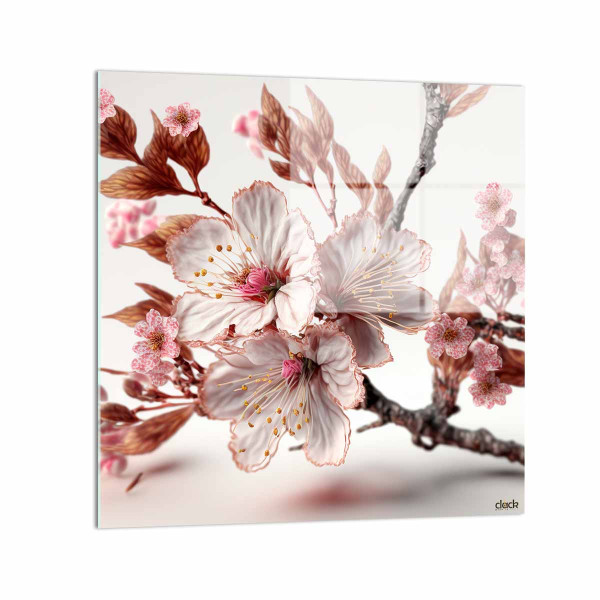 Quadro "Fiore Bianco e Rosa": Delicatezza Floreale su Vetro