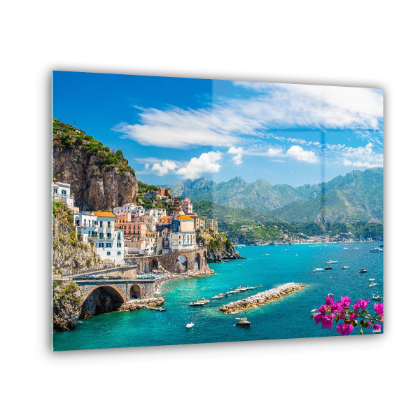 Quadro "Costiera Amalfitana": Una Finestra sulla Bellezza di Amalfi in Vetro