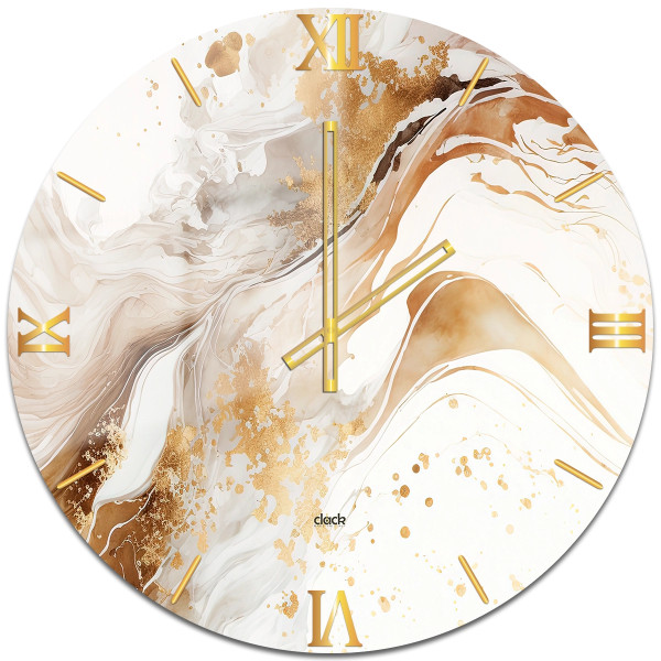 Orologio Flux: Eleganza Marmorea con Riflessi Oro e Bronzo